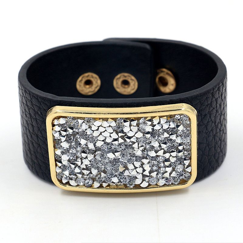 Leather Fashion Geometric Bracelet  (black)  Fashion Jewelry Nhhm0063-black