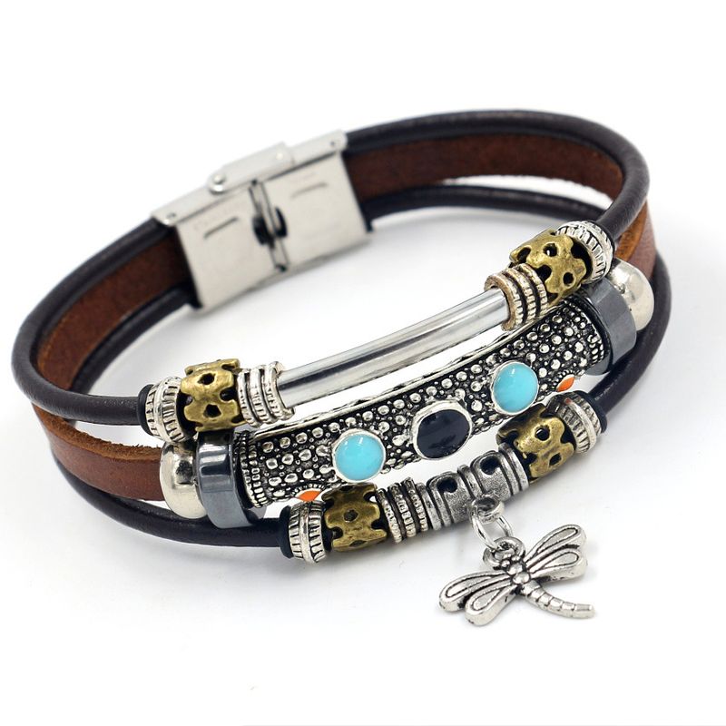 Leather Bohemia Geometric Bracelet  (a)  Fashion Jewelry Nhhm0073-a