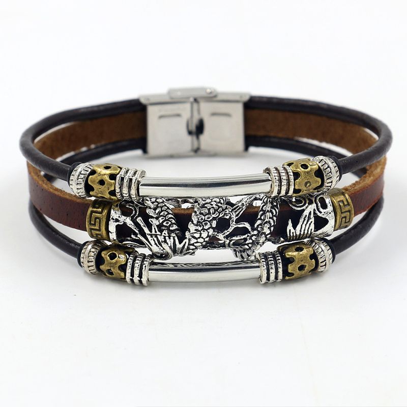 Leather Fashion Animal Bracelet  (brown)  Fashion Jewelry Nhhm0075-brown