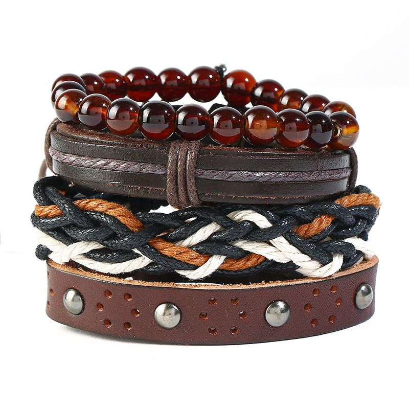 Leather Fashion Bolso Cesta Bracelet  (four-piece Set)  Fashion Jewelry Nhpk2242-four-piece-set
