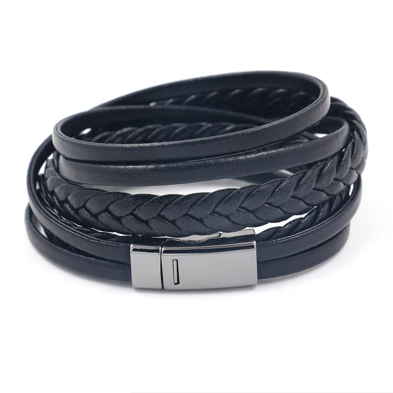 Leather Fashion Geometric Bracelet  (gun Black Buckle)  Fashion Jewelry Nhhm0084-gun-black-buckle