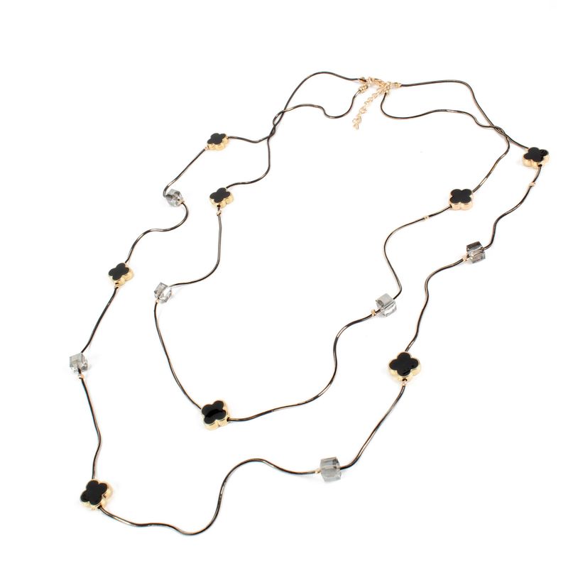 Europäische Lange Pullover Kette Halskette Europäische Und Amerikanische Grenz Überschreitende Schmuck Kristall Blume Doppels Chicht Halskette Zubehör F1300