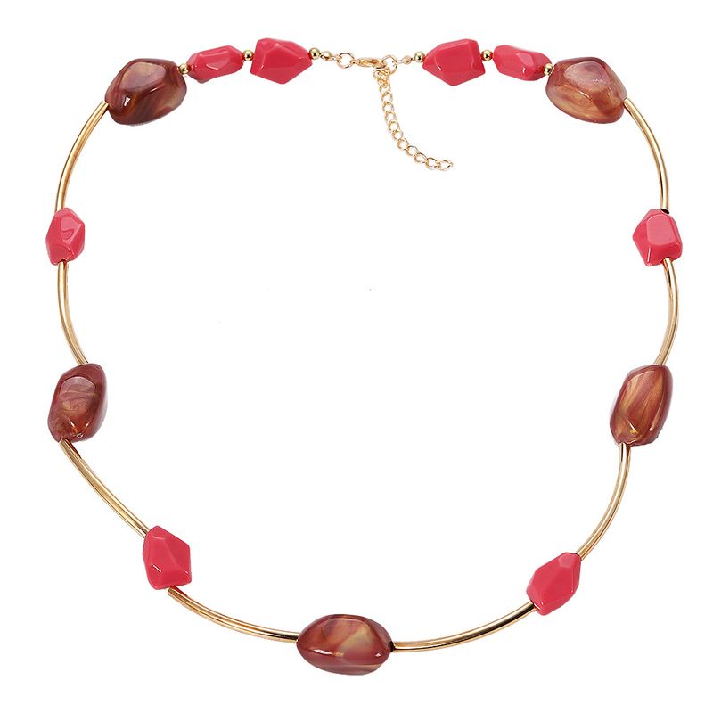 Imitated Crystal&cz Fashion Geometric Necklace  (red)  Fashion Jewelry Nhjq11344-red