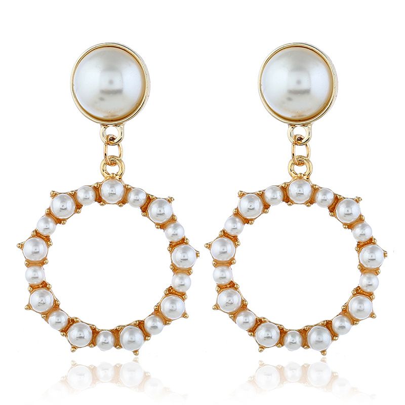 Alloy Korea Geometric Earring  (white Beads Kc Alloy)  Fashion Jewelry Nhkq2424-white-beads-kc-alloy