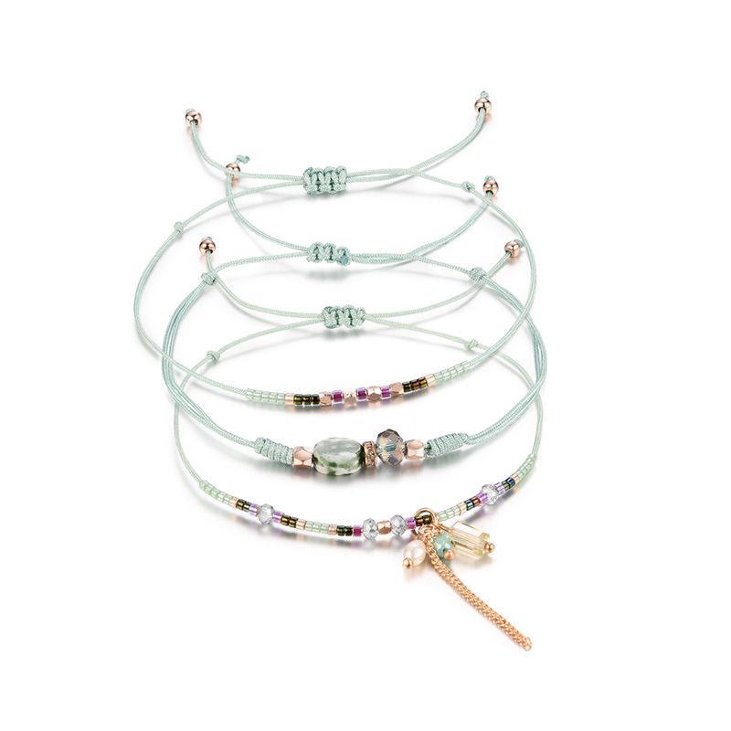 Vente Chaude Perle Embelli Pendentif Multi-élément Tissé Bracelet Réglable Conception Bracelet