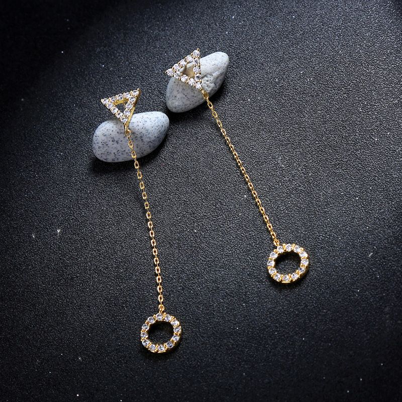 925 Silber Nadel Kreative Lange Geometrische Dreieckige Zirkon Diamant Ring Anhänger Ohrringe Weibliche Japanische Und Koreanische Ohrringe Me00185