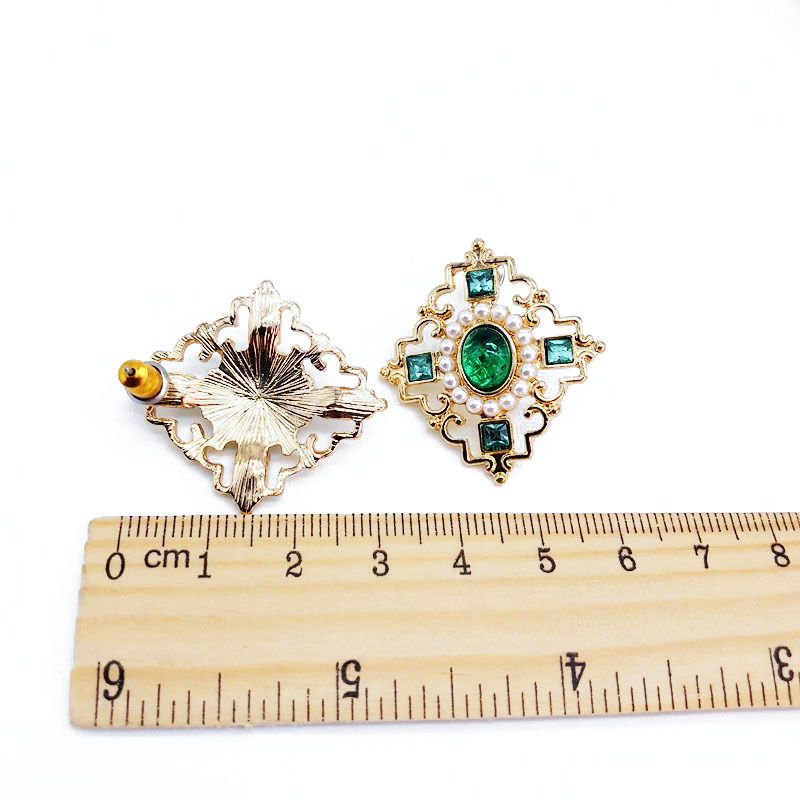 Approvisionnement D'usine Vintage Cour Oreille Clip Vert Foncé Encre Bleu Peint Émail Perle Strass Bijou D'oreille Clip