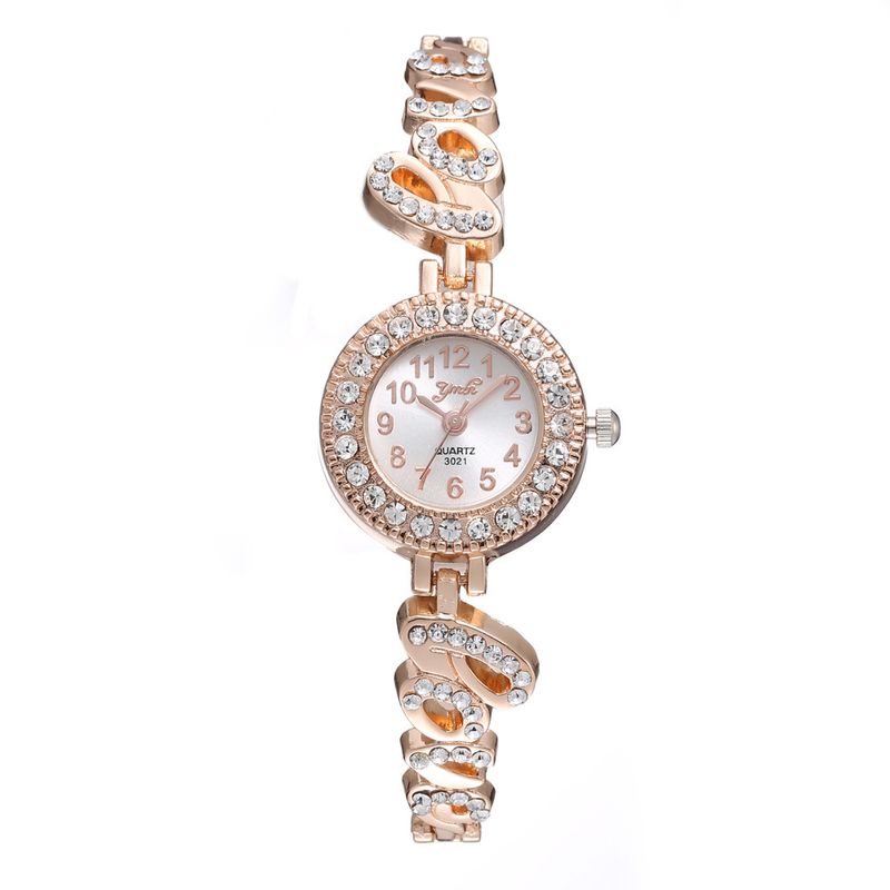 Hot Full Diamond Creative Love Damen Armband Uhr Quarz Set Uhr