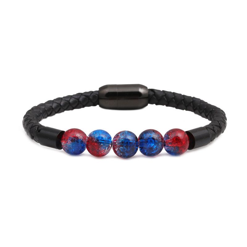 التيتانيوم و الفولاذ المقاوم للصدأ الأزياء هندسية سوار (الأزرق الأحمر) غرامة مجوهرات Nhyl0668-blue-red