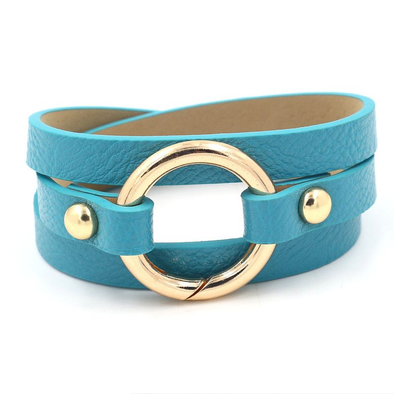 Leather Fashion Geometric Bracelet  (blue)  Fashion Jewelry Nhhm0090-blue