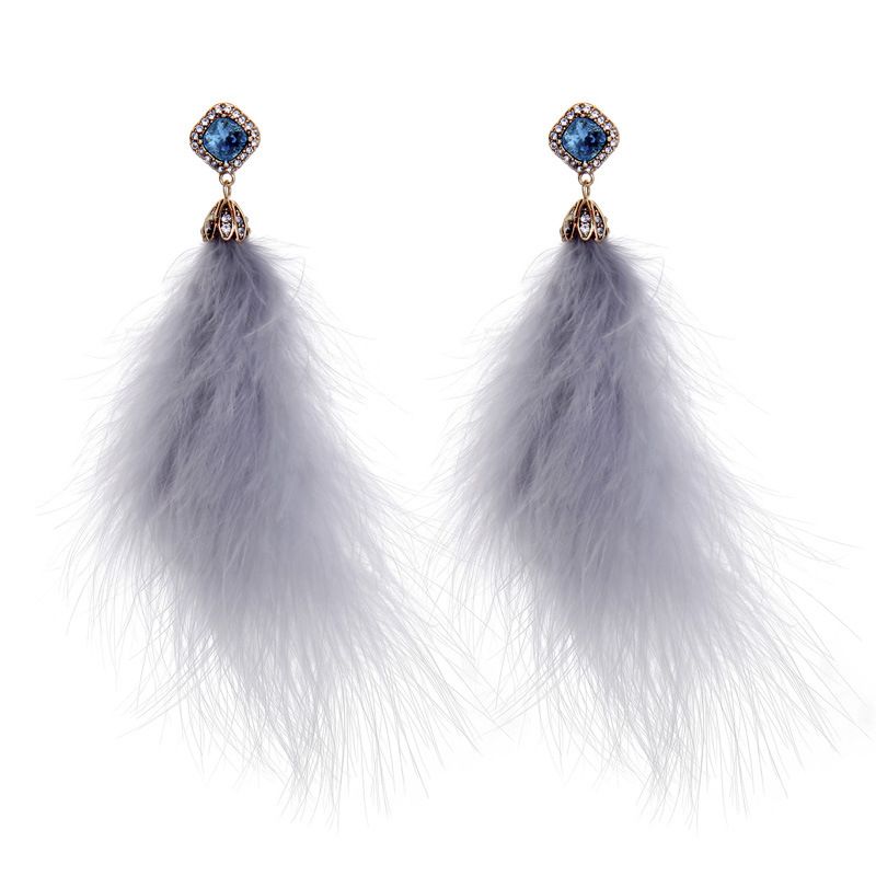 Bijoux Ornement Haute Profil Géométrique Diamant Plume Gouttes Pour Les Oreilles Boucles D'oreilles Femmes De Style Européen Et Américain De Mode Boucles D'oreilles Ed01801c