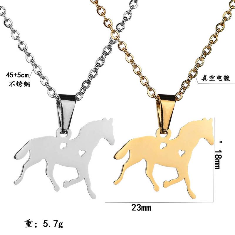 Hot Creative All-match Hollow Love Pony Necklace Cartoon Animal Stainless Ornament One-piece Delivery