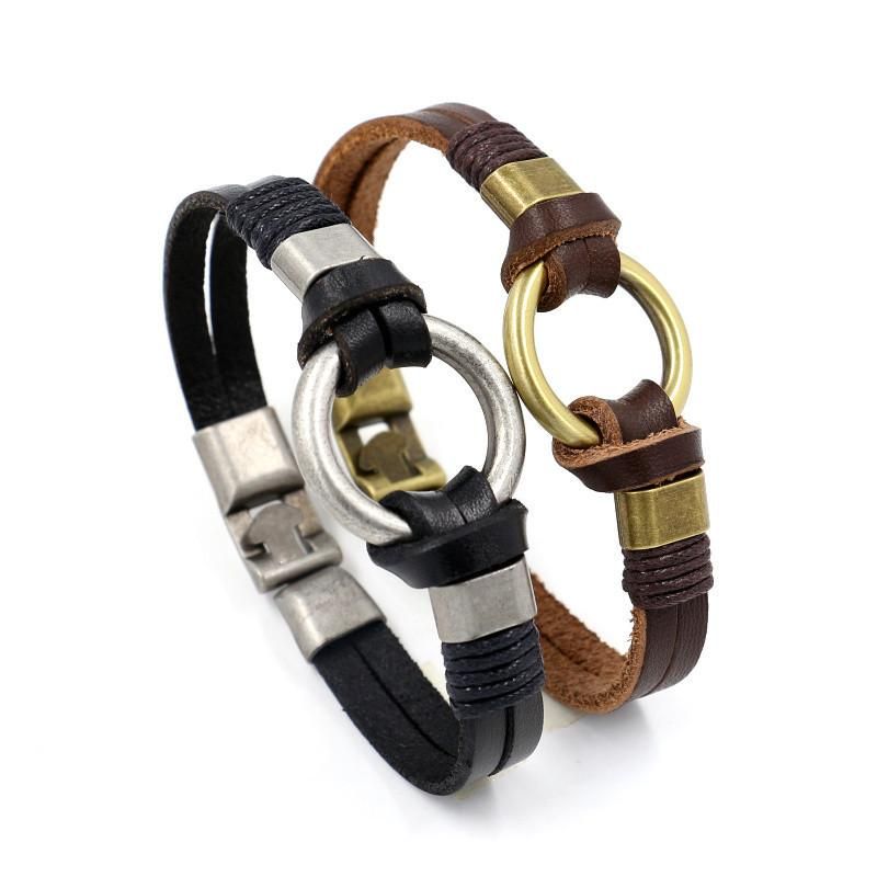 Mens Geometric Braided Leather Bracelets &amp; Bangles Hm190411116703