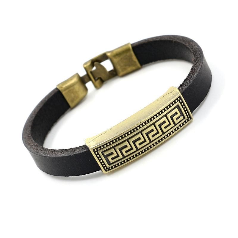 Unisex Geometric Alloy Ornamental Leather Bracelets &amp; Bangles Hm190411116728
