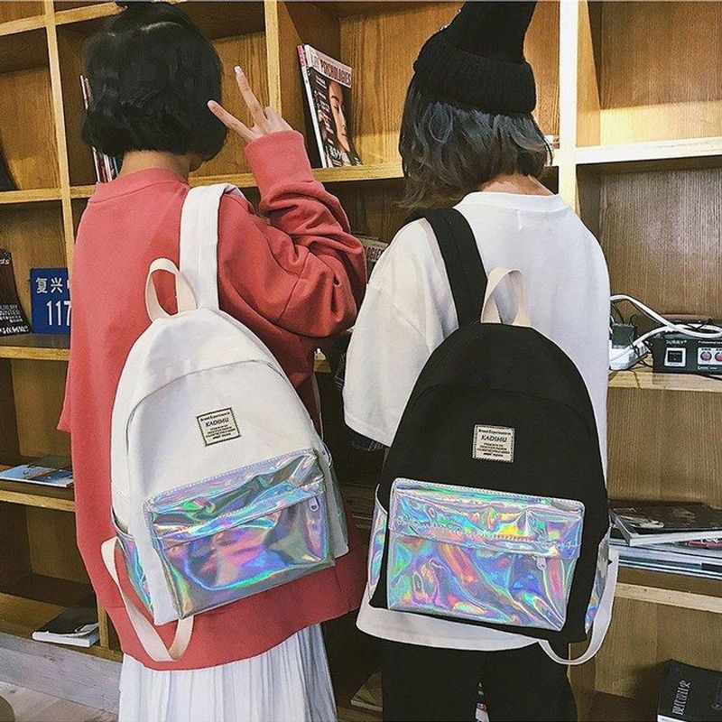 Japonais Harajuku Laser Couture Campus Sac À Dos Cartable Femme Coréenne Lycée Étudiant Vintage Style Mori Sac À Dos Femelle