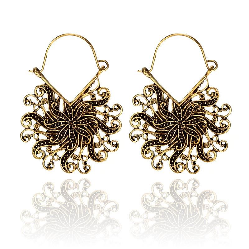 Pendientes De Pavo Real De Flores De Calado Vintage De Moda Para Mujer Gy190416117580