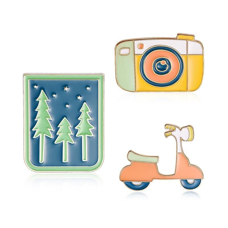 Unisex Tree / Camera / Small Electric Plating Alloy Brooches Lp190416117655