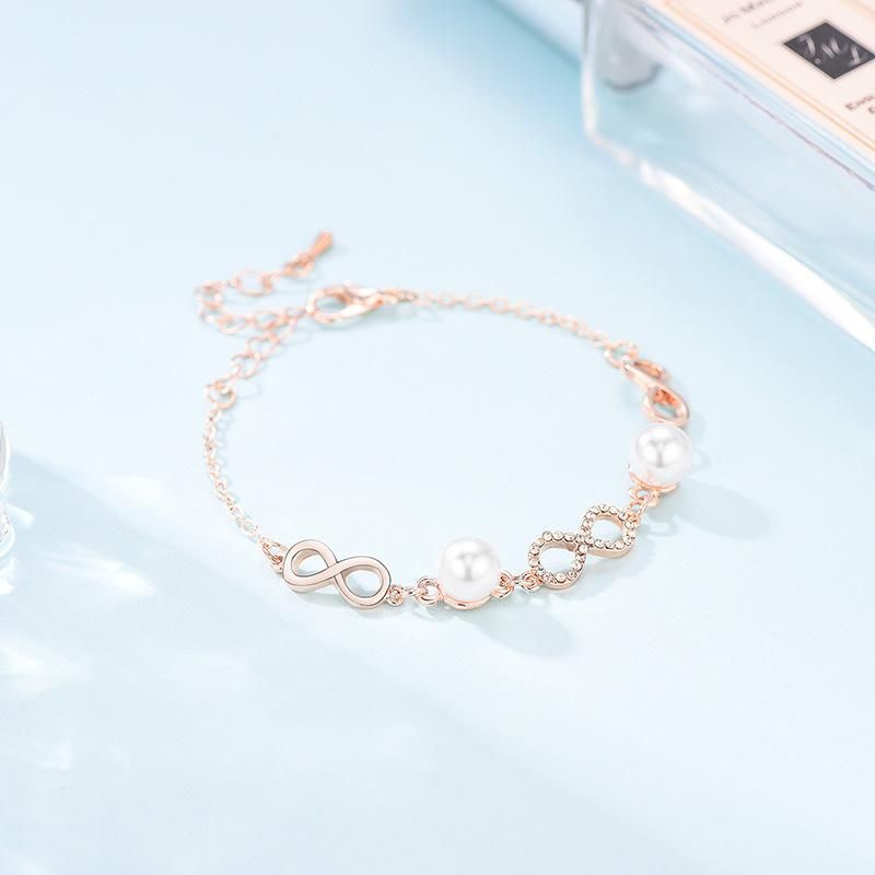 De  Infini Symbole Modélisation Bracelet Perle Embellie Diamant 8 En Forme De Main Réglable Bijoux