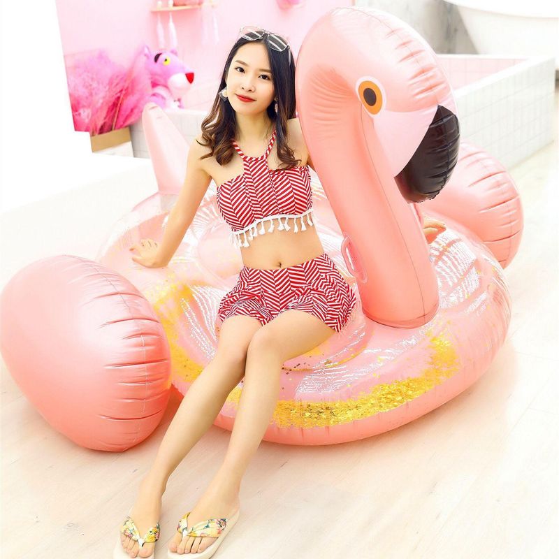 New Sequins Rose Alloy Flamingo Floating Row Inflatable Water Mount Adult Floating Bed Ww190417117884