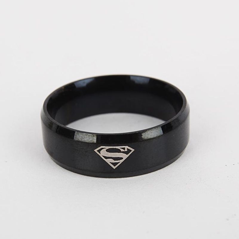 Europäische Und Amerikanische Außenhandels Mode Edelstahl Superman Ring Klassische Sand Ring Muster Quelle Hersteller