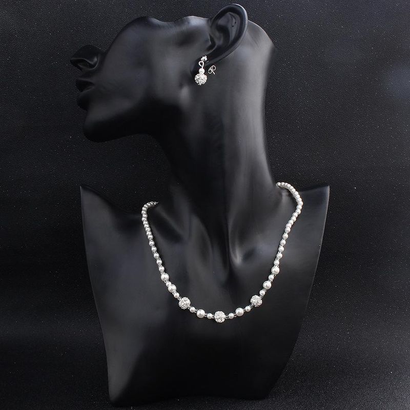 Hot Sale Kinder Schmuck Diamant Ball Perlen Perlenkette Europäische Und Amerikanische Einfache Braut Schmuck Set
