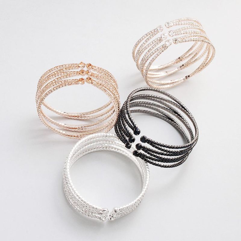 Womens Rhinestone  Elastic Opening With Rhinestone Studded Metal Bracelets &amp; Bangles Hs190418118170