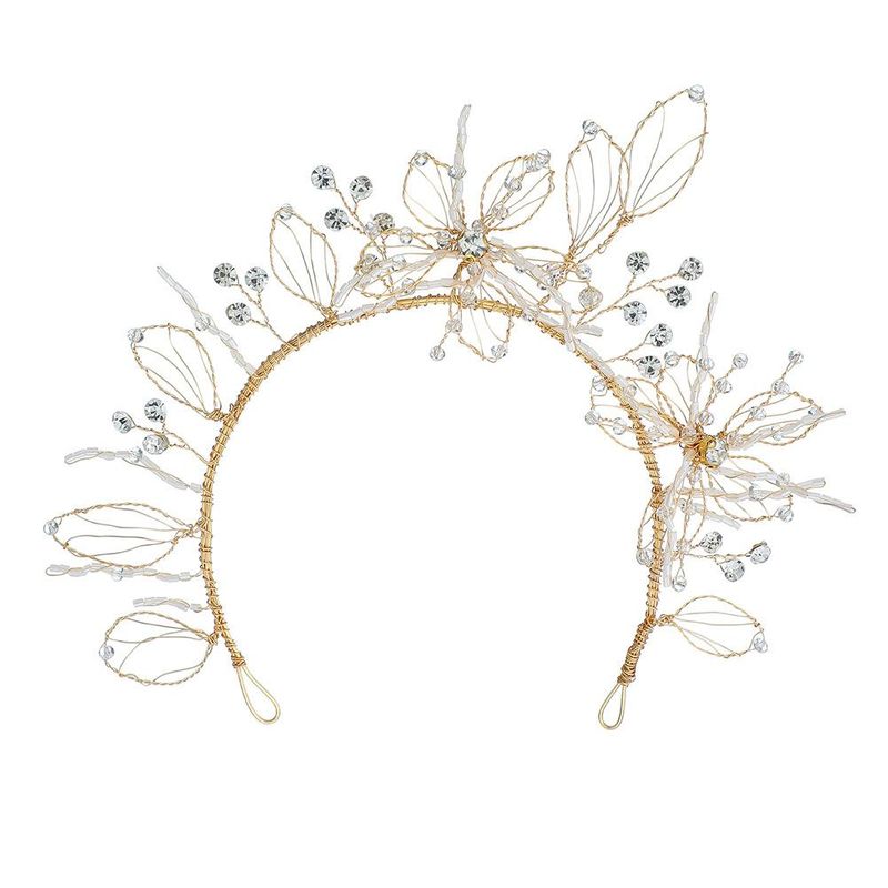 Womens Simple Wild Alloy Flower Hand-studded  Floral Imitated Crystal Hair Accessories Hs190418118181