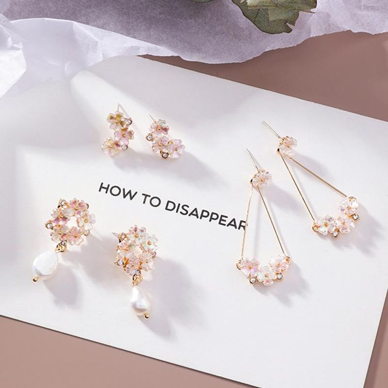 Womens Floral Plating Flower Alloy Earrings Ms190419118247