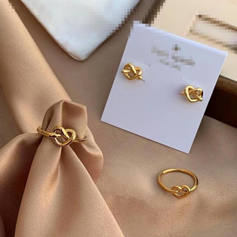 Womens Copper Niche Light Luxury Full Button Rhinestone Love Folding Earrings Om190419118267