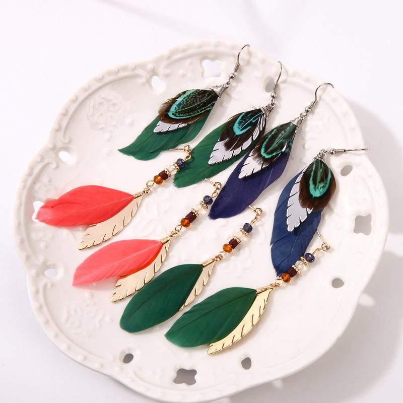 Feather Feathers Temperament Simple Earrings Qd190419118379