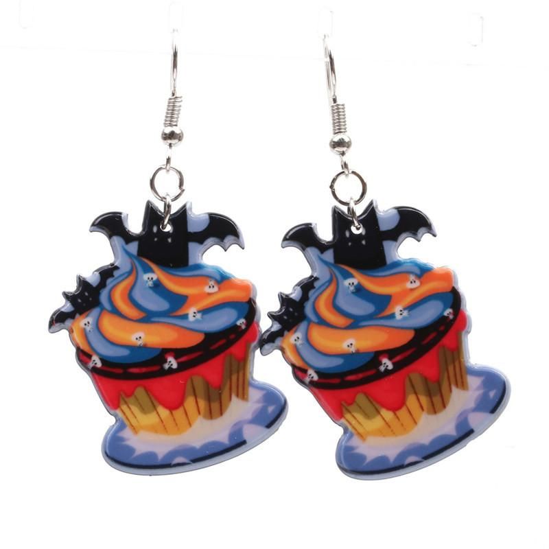 Couple Style  Mens  Womens Halloween Pumpkin  Hat  Bat Acrylic Earrings Yl190422118625