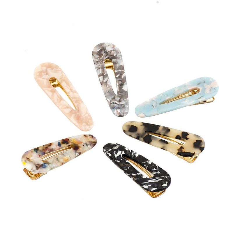 Womens Geometric Electroplated Acetate Plate Multi-color Side Clip Flat Clip Acetic Acid Hair Accessories Hn190422118633