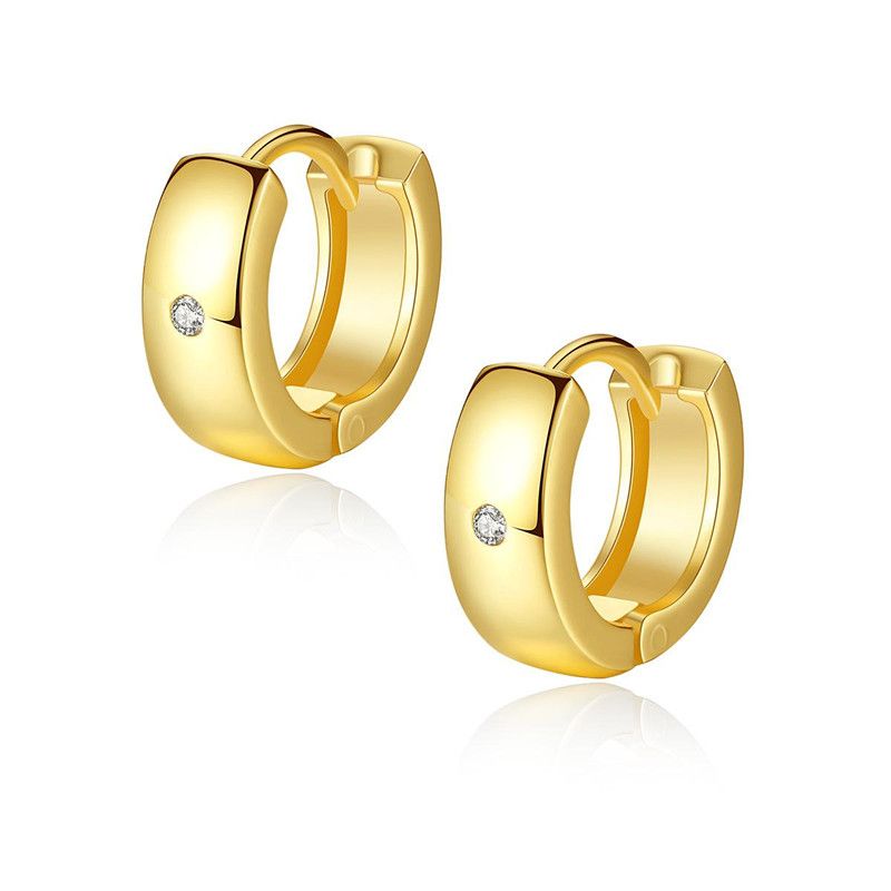 Womens Geometric Copper Inlay Zircons Round Earrings Tm190423118861