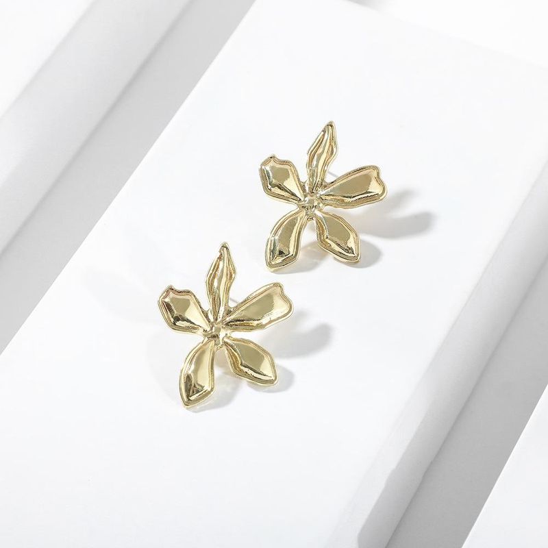 Womens Floral Plating Punk Style Alloy Earrings Ll190426119490