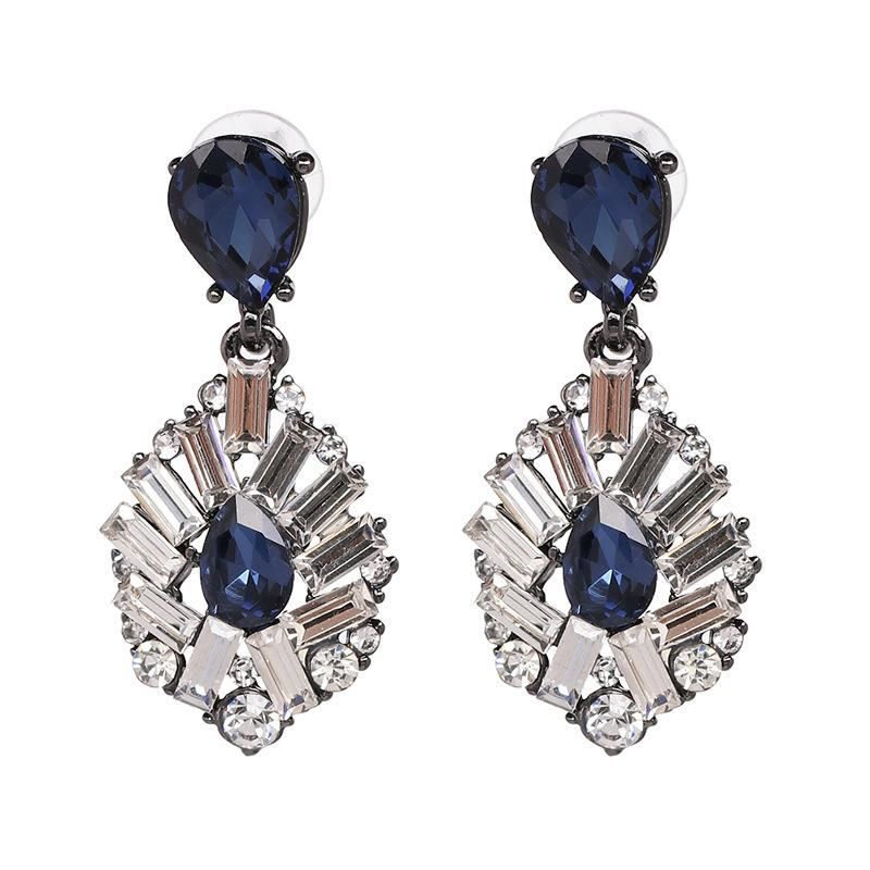 Womens Geometric Rhinestone Alloy Earrings Jj190429119695