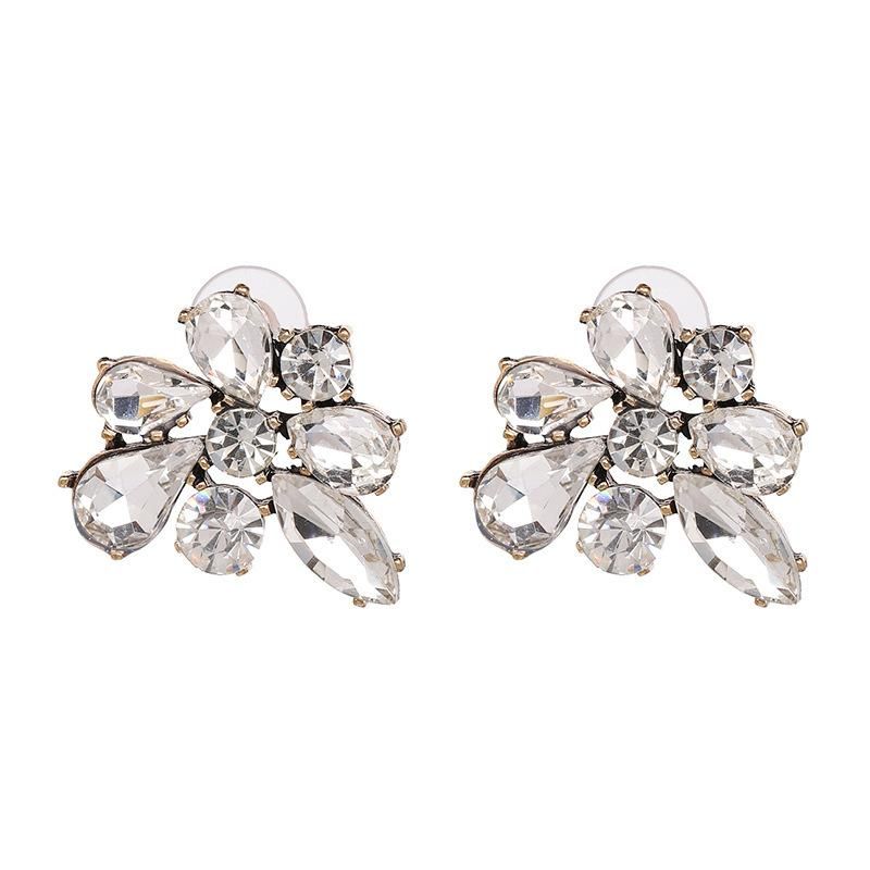 Womens Floral Rhinestone Metal Earrings Jj190429119700