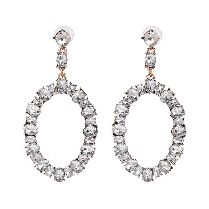 Womens Geometric Rhinestone Alloy Earrings Jj190429119705