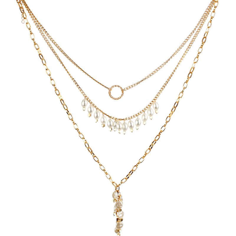 Europäische Und Amerikanische Grenz Überschreitende Drei Schicht Ige Perlenkette Imitat Damen Anhänger Zubehör Gold Chain Pendants