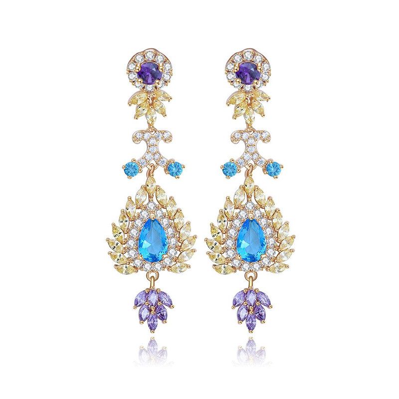 Jinse Poème Boucles D'oreilles Coréenne Style Populaire Longue Boucles D'oreilles Aaa Zircon Pave Usine En Gros Femelle