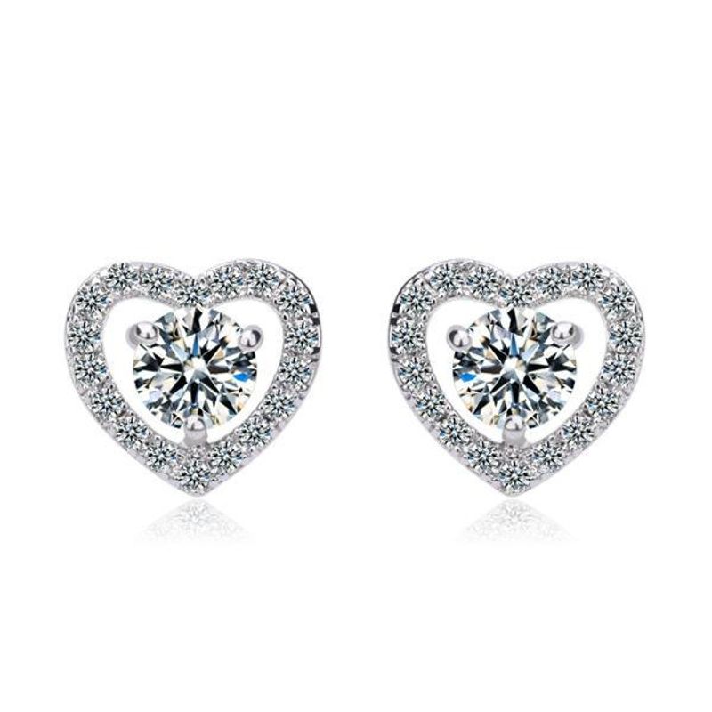 Womens Heart-shaped Copper Inlay Zircons Stud Earring Tm190429119892
