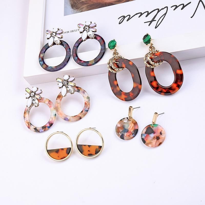 Womens Geometric Rhinestone Acrylic Earrings Qd190430120046