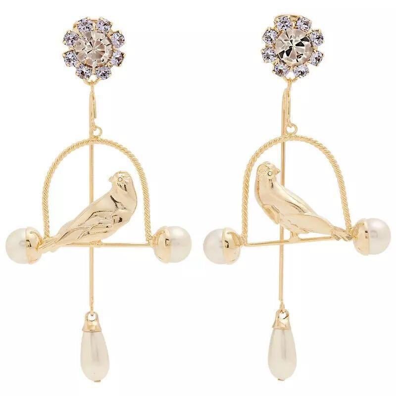 19 Mode Übertriebene Wasser Tropfen Perlen Vogelkäfig Ohrringe Frauen Übertriebene Retro Laufsteg Persönlichkeit Perlen Kristall Ohrringe Großhandel