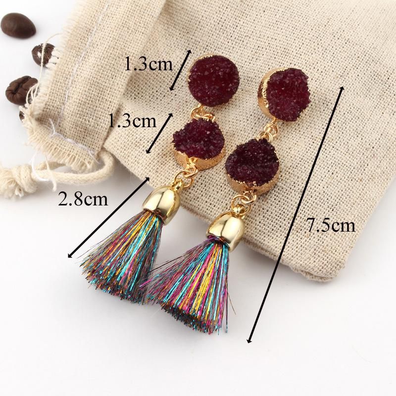 Pendientes Largos De Resina De Borla De Plástico Geométrico Para Mujer Go190430120112