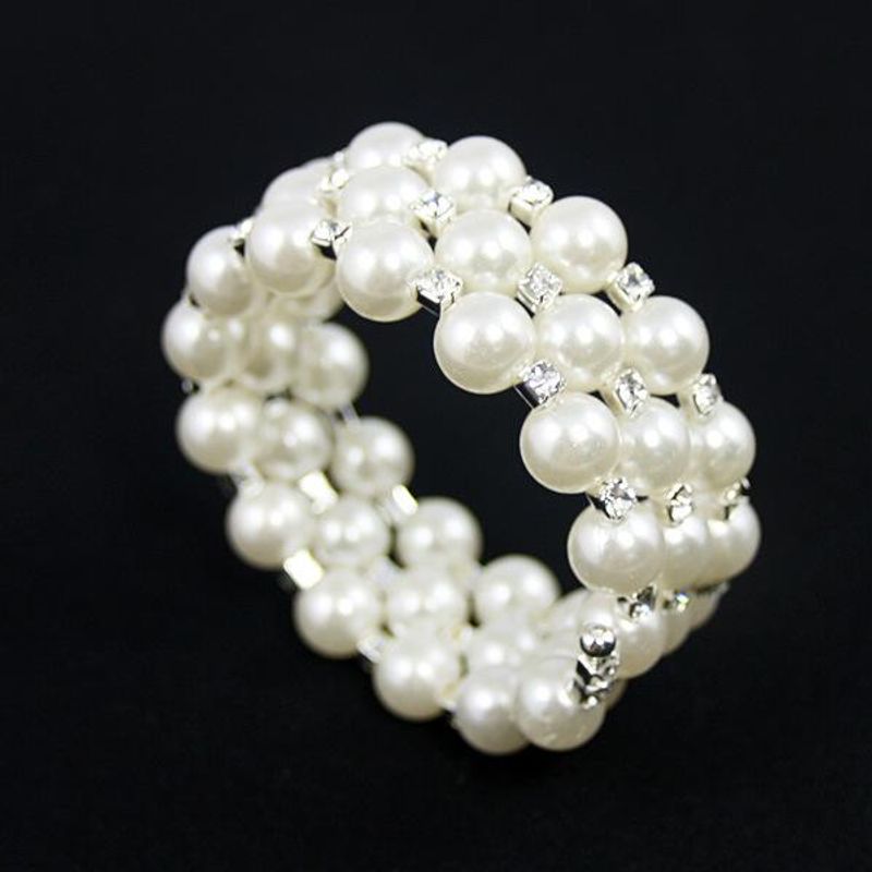 Also Kaufte Ich 3 Reihen Heißer Verkaufs Quellen Für Koreanische Mode Imitat Perlen Armbänder Braut Hochzeits Schmuck Großhandel Brf64