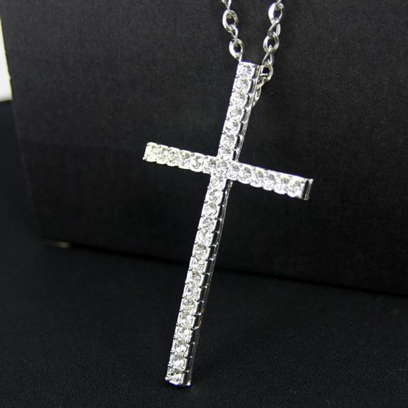 Couple-style Cross-studded Alloy Necklaces Nhas120934