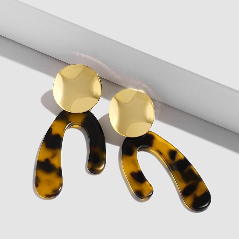 Europäische Und Amerikanische Einfache Heiß Verkaufte Geometrische Ohrringe  Neue Acryl Acetat Platte Leoparden Ohrringe Erp61