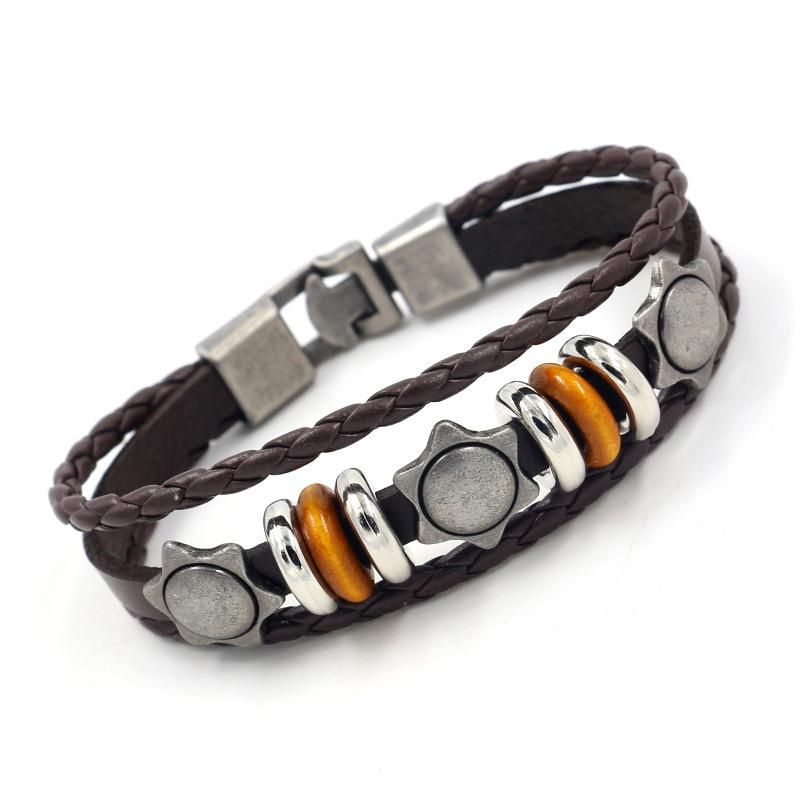 Ein Stück Neues Leder Armband, Trend Ige Männliche Persönlichkeit, Mehr Schicht Iger Gewebter Handschmuck, Retro-armband, Grenz Überschreitende E-commerce-versorgung