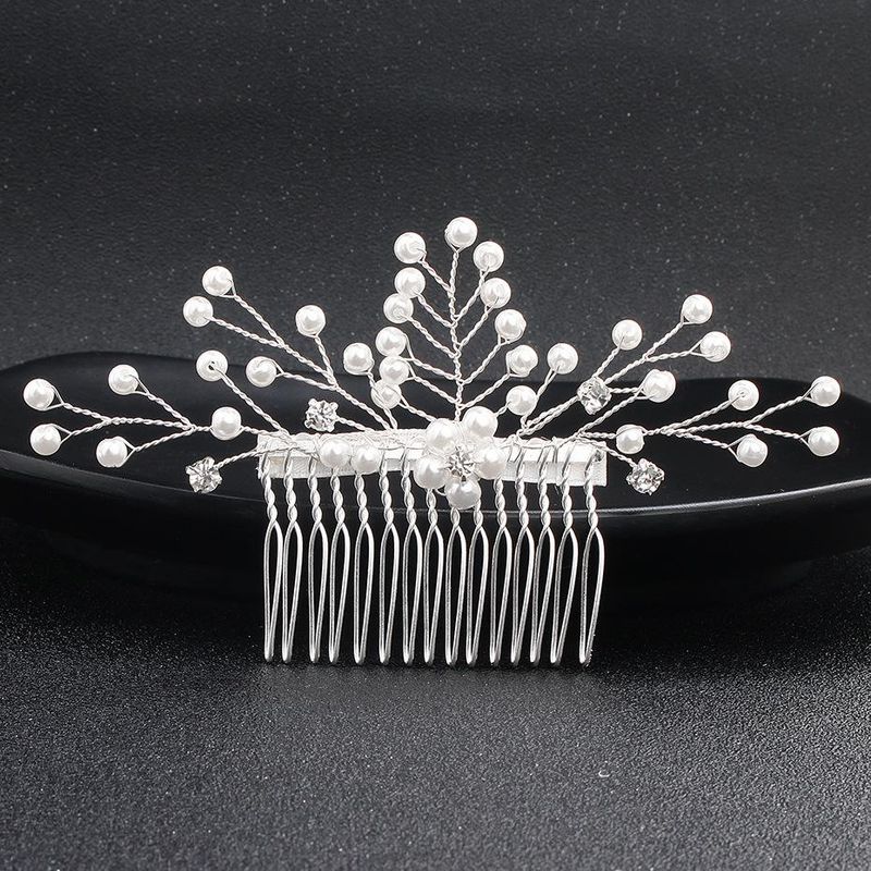 Womens Floral Electroplating Alloy Simple Hair Comb Nhhs121426