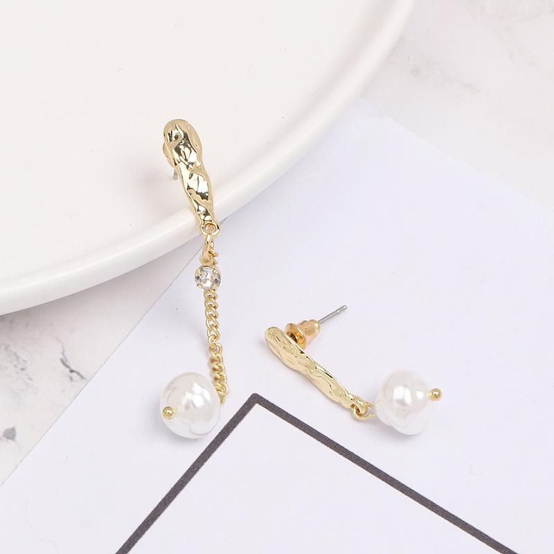 21923 Jujia Koreanische Perlen Ohrringe Ohrringe Weibliche Einfache Temperament Ohrringe Retro-stil Quaste Asymmetrische Ohrringe