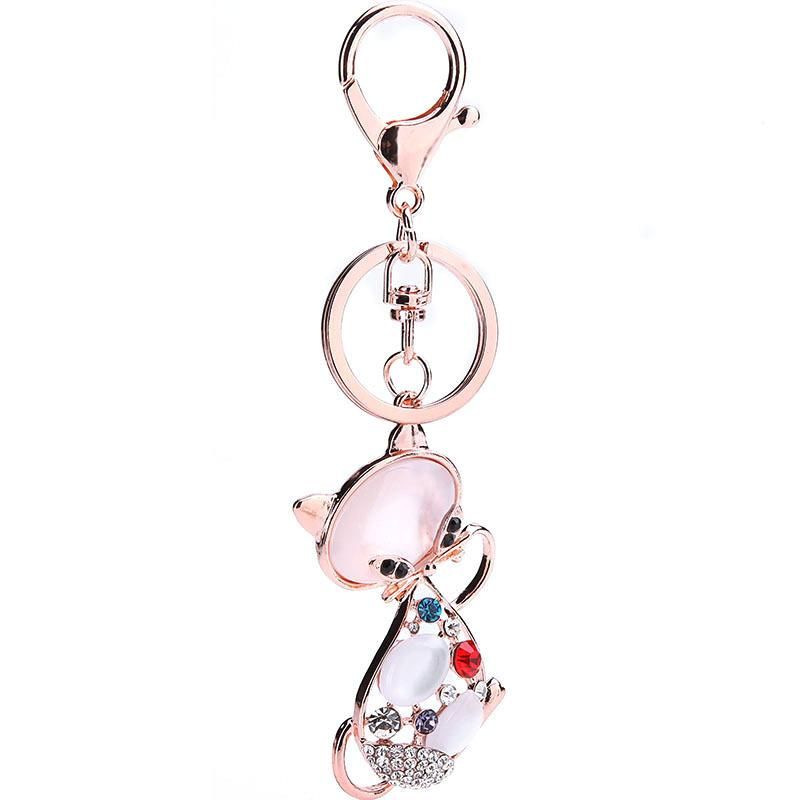 Koreanische Version Des Neuen Fox Crystal Glass Schlüssel Bund Punkt Diamant Schlüssel Ring Strass Schmuck Mode Mode Direkt Verkauf